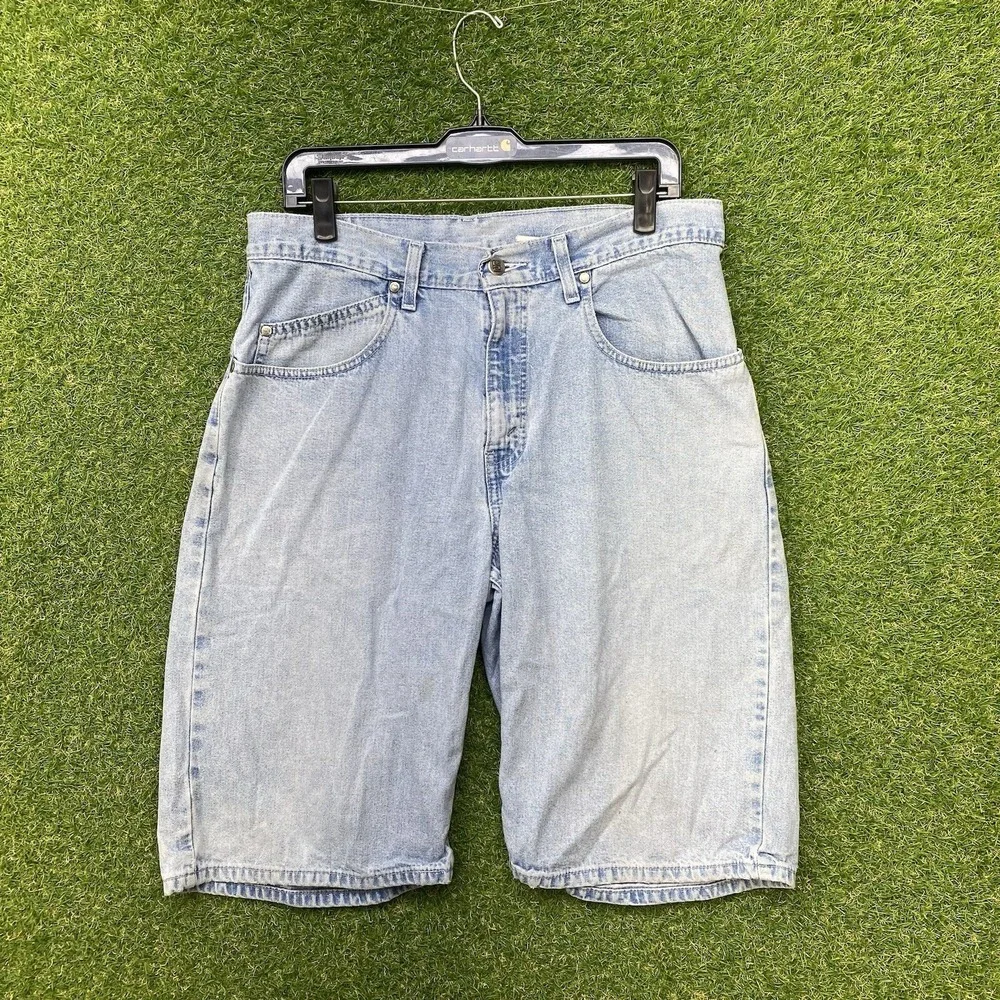 Vintage Levis Jean Shorts Mens 42 L2 Silver Tab Baggy Fit Skater JNCO Light Wash